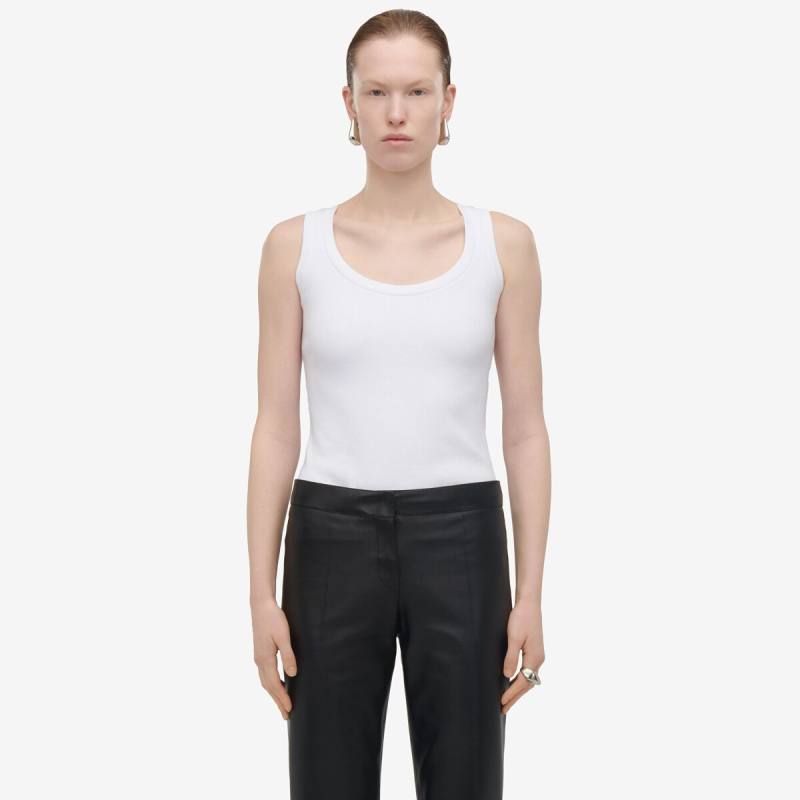 Alexander McQueen Women's White Ribbed Tank Top - 2 (Cotton & Elastan)